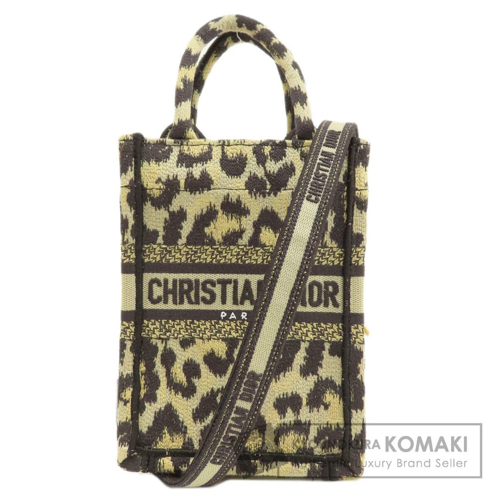 Christian Dior Book Tote Leopard Handbag Canvas